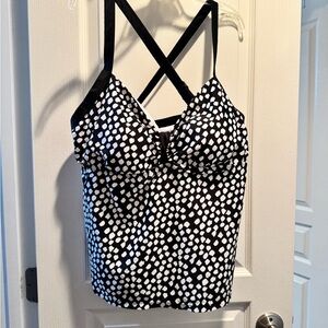 South Point size 14 Black and White Polka Dot Tankini Top